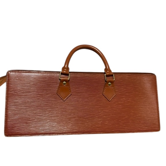 AUTHENTICATED LOUIS VUITTON EPI Leather SAC Triangle Hand Bag Cognac Brown +COA - Picture 2 of 16